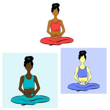 Yoga, exercise, training, philosophy, yogin,hermit, a girl does yoga,a girl in m Stock Illustration