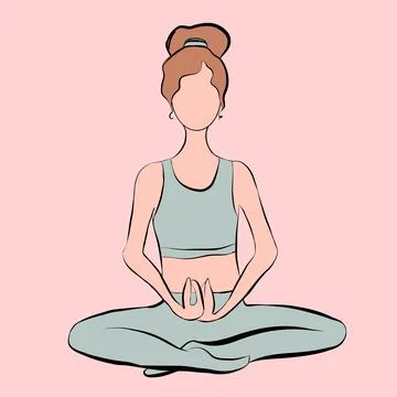 Yoga, exercise, training, philosophy, yogin,hermit, a girl does yoga,a girl in m Stock Illustration
