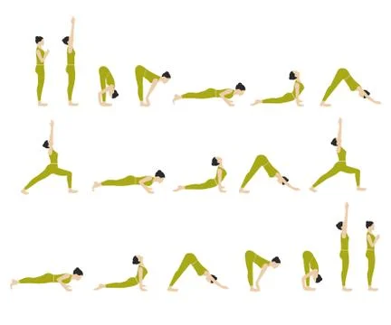 Yoga exercises set. Stockillustratie