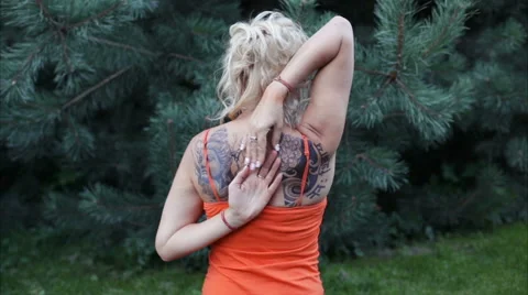 Yoga exercises for the shoulders Stock Footage 67198444