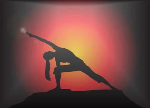 Yoga Extended Angle Pose Glare Background Illustrazione stock