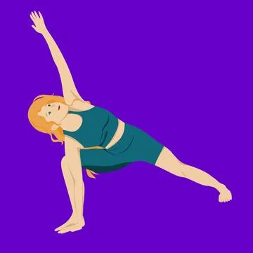 Yoga Extended Side Angle Pose Blonde White Woman Outdoors Stock Illustration