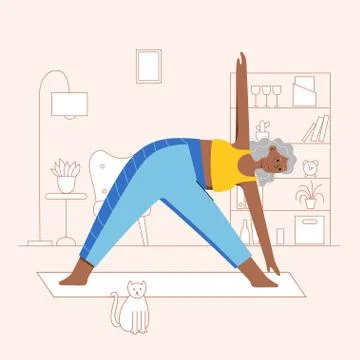 Yoga flat vector illustration. Healthy lifestyle Stock Illustration