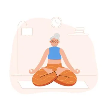 Yoga flat vector illustration. Healthy lifestyle Stock Illustration