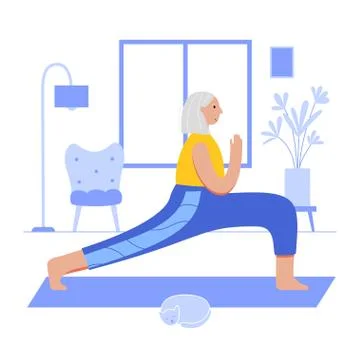 Yoga flat vector illustration. Healthy lifestyle Stock Illustration