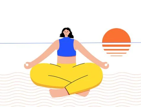 Yoga flat vector illustration. Healthy lifestyle Illustrazione stock