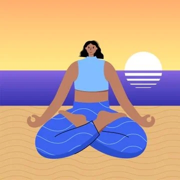 Yoga flat vector illustration. Healthy lifestyle Stock Illustration