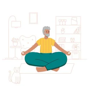 Yoga flat vector illustration. Healthy lifestyle Stock Illustration