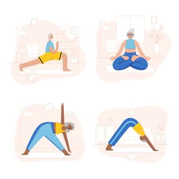 Yoga flat vector illustration. Healthy lifestyle Stock Illustration