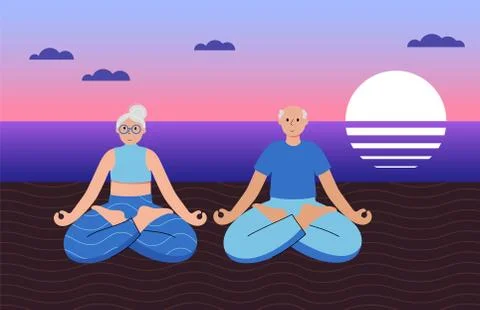 Yoga flat vector illustration. Healthy lifestyle Stock Illustration