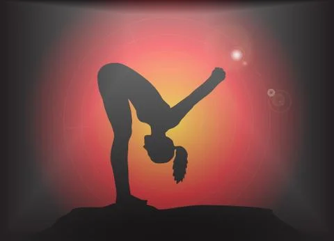 Yoga Forward Bend With Hands Lock Pose Glare Background Stock Illustration