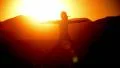 Yoga Girl 01 Slow Motion Sunset Silhouette HD Footage