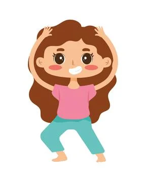 Yoga girl practicing pose Stock Illustration