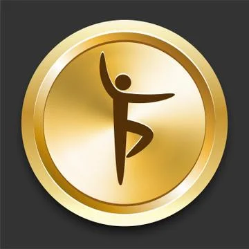 Yoga on Golden Internet Button Stock Illustration