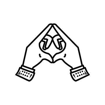 Yoga hands mudra thin line Stock Illustration