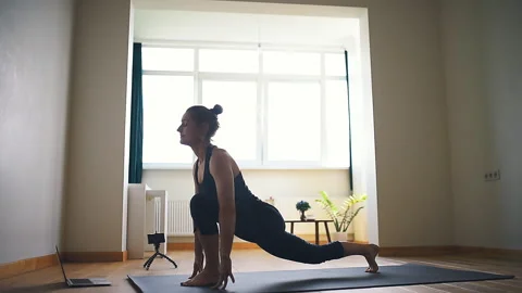 Yoga at home Video stock 130200274