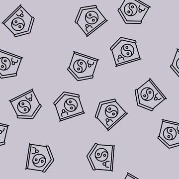 Yoga at home line seamless pattern 스톡 일러스트