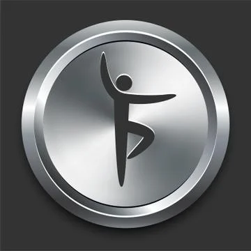 Yoga Icon on Metal Internet Button Stock Illustration