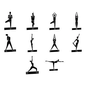 Yoga icon set Stock Illustration
