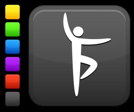 Yoga icon on square internet button Stock Illustration