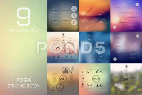 Yoga infographic with unfocused background Stock Illustration