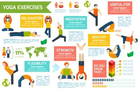 Yoga infographics set Stock Illustration