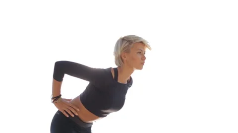 Yoga instructor does a workout at the lake Stock Footage 53881491