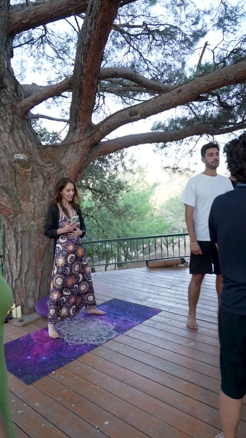 Yoga instructor leading a mindful workshop in Izmir, Turkey, September 13, 2025. Stock Footage 328437652