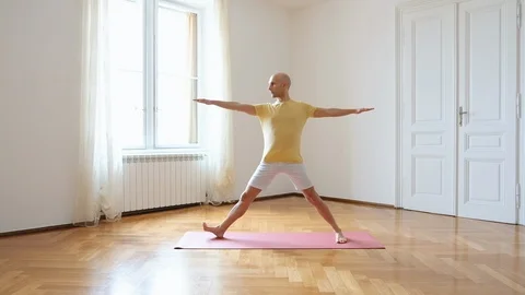 Yoga instructor practicing indoor Stock Footage 87039442