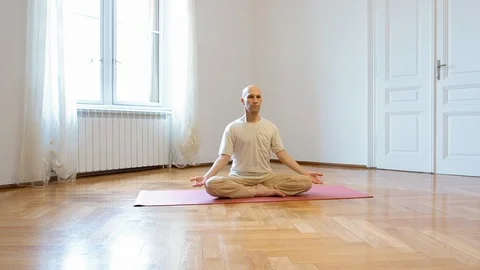 Yoga instructor practicing indoor Stock Footage 87053765