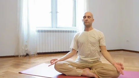 Yoga instructor practicing indoor Stock Footage 87053960