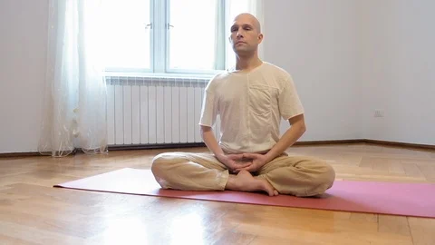 Yoga instructor practicing indoor Stock Footage 87054784