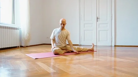 Yoga instructor practicing indoor Stock Footage 87059899