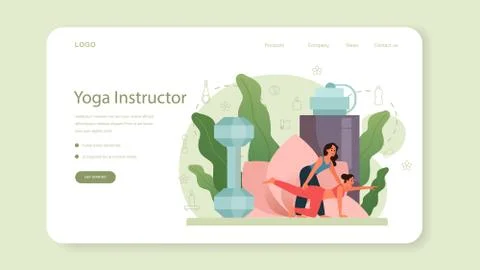 Yoga instructor web banner or landing page. Asana or exercise Stock Illustration