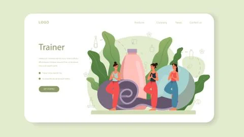Yoga instructor web banner or landing page. Asana or exercise Stock Illustration