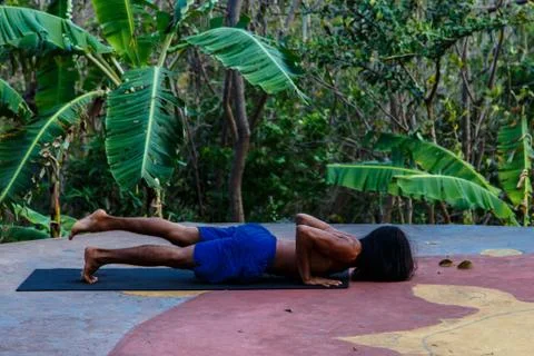 Yoga in jungle Stock Photos