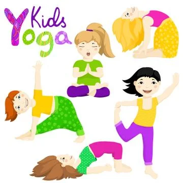Yoga kids set. Second set. Stock Illustration