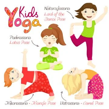 Yoga kids set. Third set. Stock Illustration