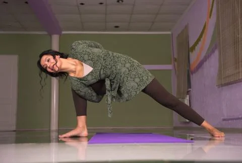Yoga learner stretching Foto stock