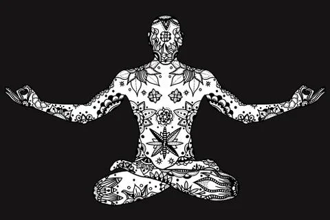 Yoga lotus pose Stock Illustration