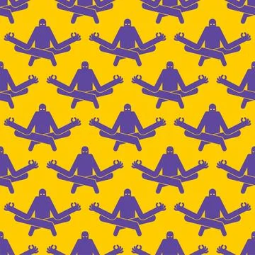 Yoga lotus pose pattern seamless. Concept of knowledge and self-awareness. Stock Illustration