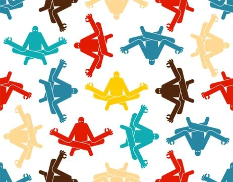 Yoga lotus pose pattern seamless. Concept of knowledge and self-awareness. 스톡 일러스트