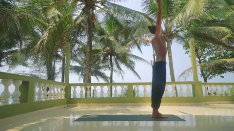 Yoga man doing yoga exercise Stock Footage 61741462
