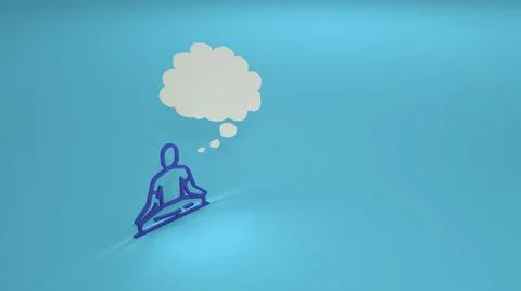 Yoga man sitting, thinking and shining. 3d rendered yoga symbol. Stock Illustration