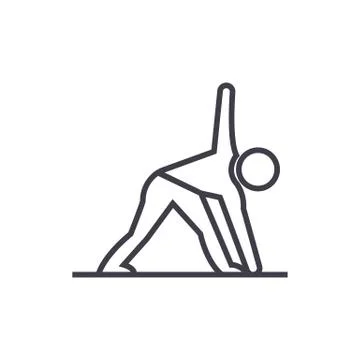 Yoga man vector line icon, sign, illustration on background, editable strokes Stock Illustration