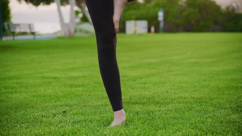 Yoga master doing yoga session at park Stock Footage 130051999