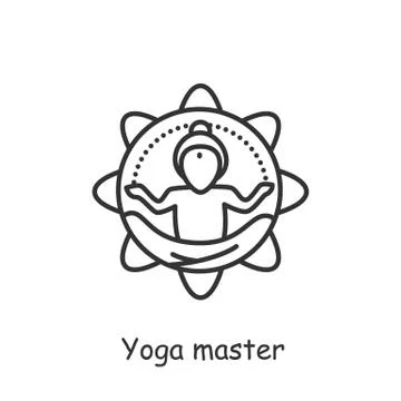 Yoga master line icon. Editable illustration Stock Illustration