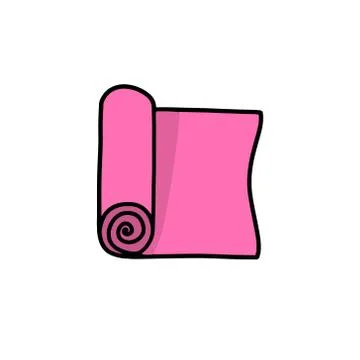 Yoga mat doodle icon, vector color illustration Stock Illustration