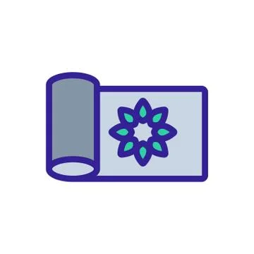 Yoga mat with flower icon vector outline illustration Illustration