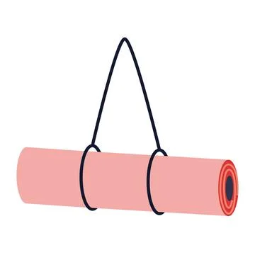 Yoga mat with strap in rolled form, fitness and meditation accessory. Moder.. Stock Illustration